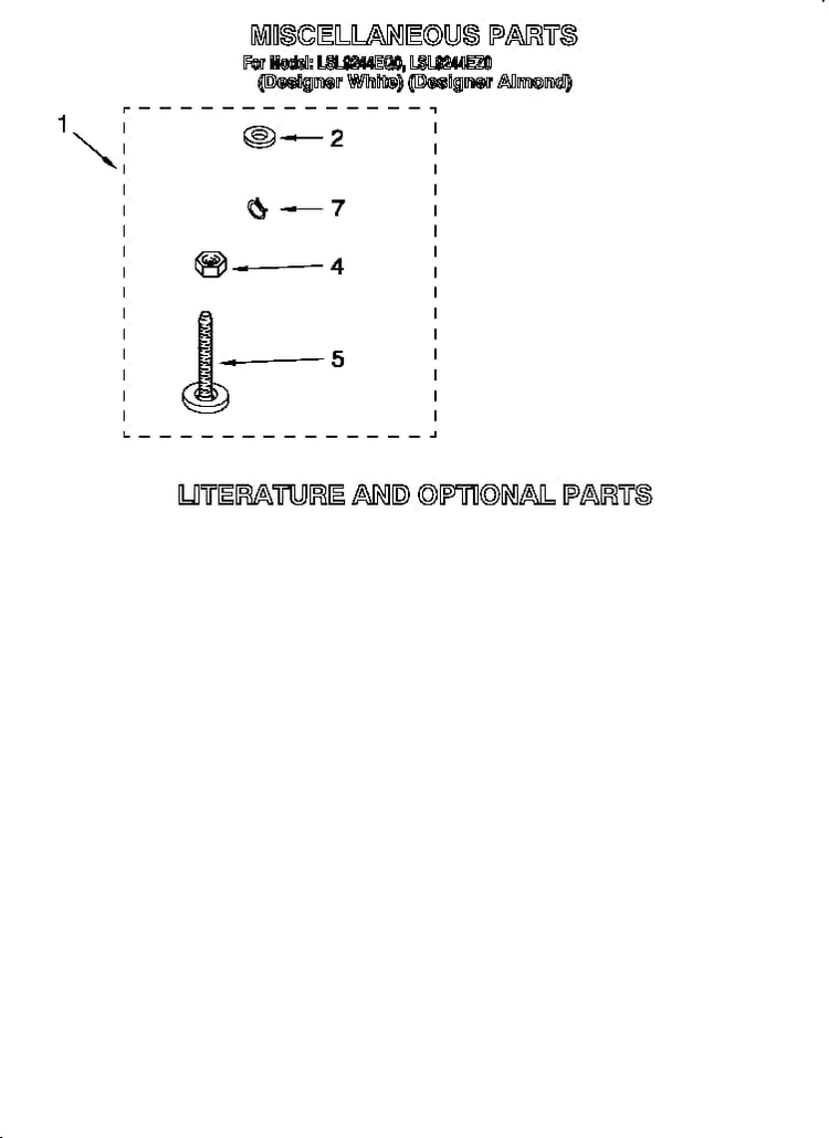 Miscellaneous Diagram and Parts List for LSL8244EZ0  Whirlpool Washer