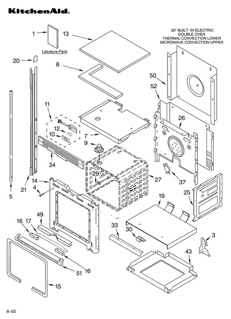 Oven Parts Diagram and Parts List for KEHC309JBL5  KitchenAid Microwave Oven Combo