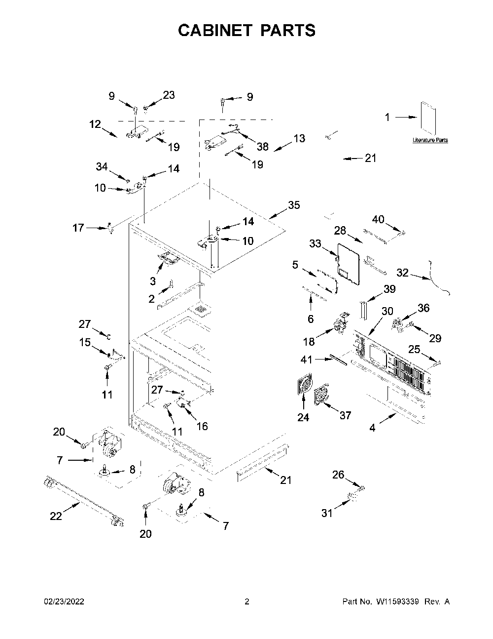 Cabinet Parts Diagram and Parts List for KRFC704FBS04  KitchenAid Refrigerator