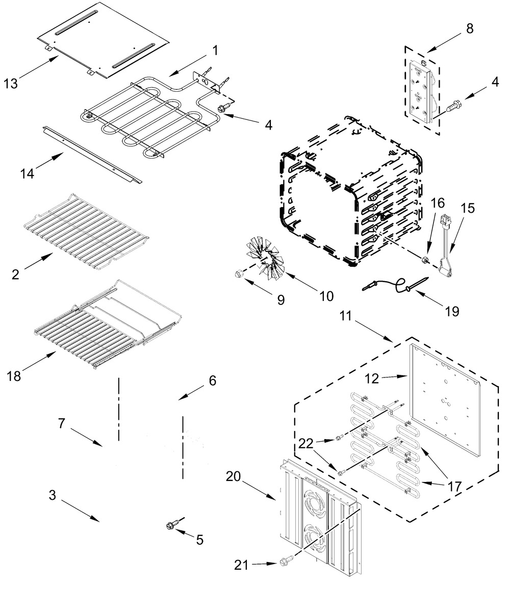 Internal Oven Parts Diagram and Parts List for JOEDC730RL00  Whirlpool Wall Oven
