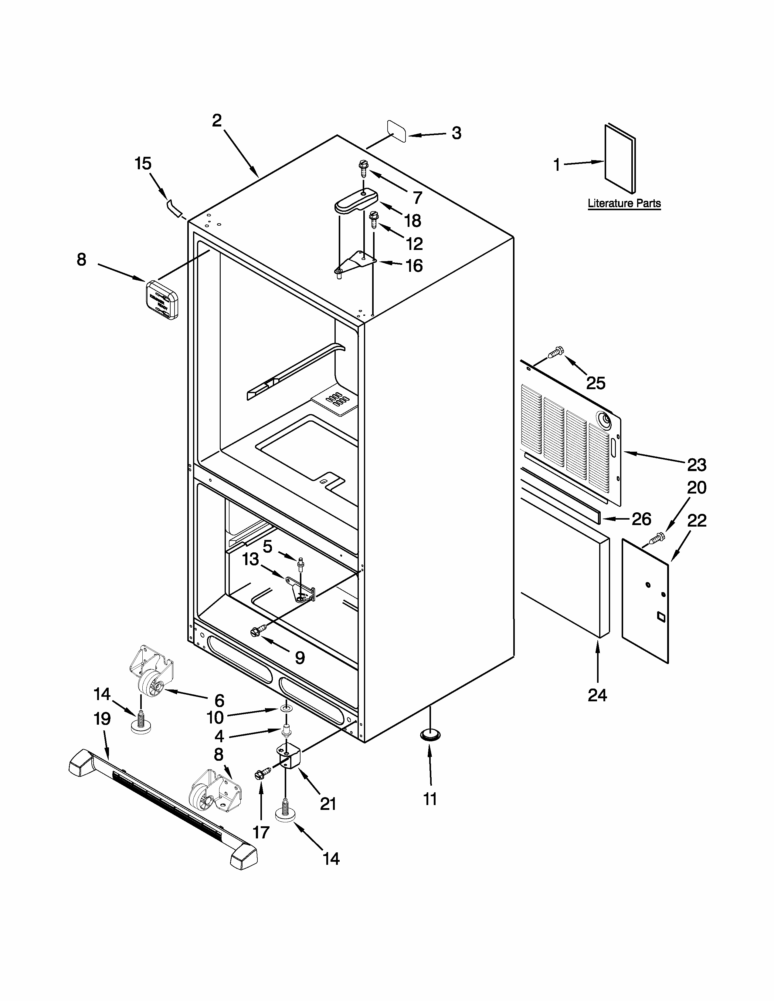 Cabinet Parts Diagram and Parts List for 59669313010  Kenmore Refrigerator
