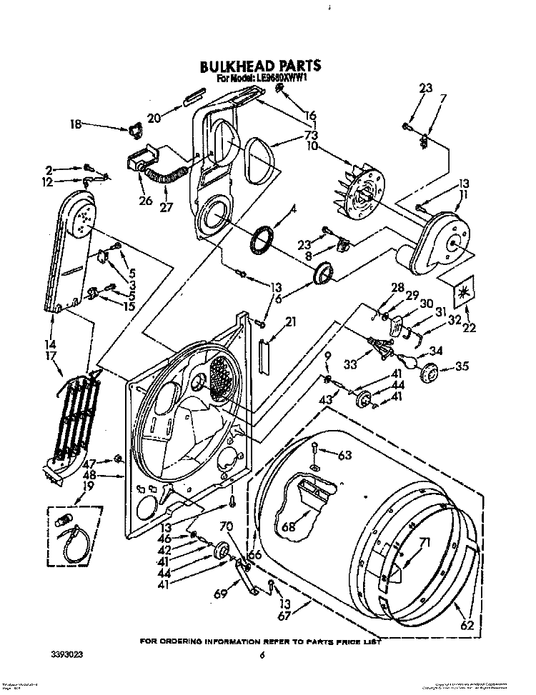 SECTION Diagram and Parts List for LE9680XWG1  Whirlpool Dryer