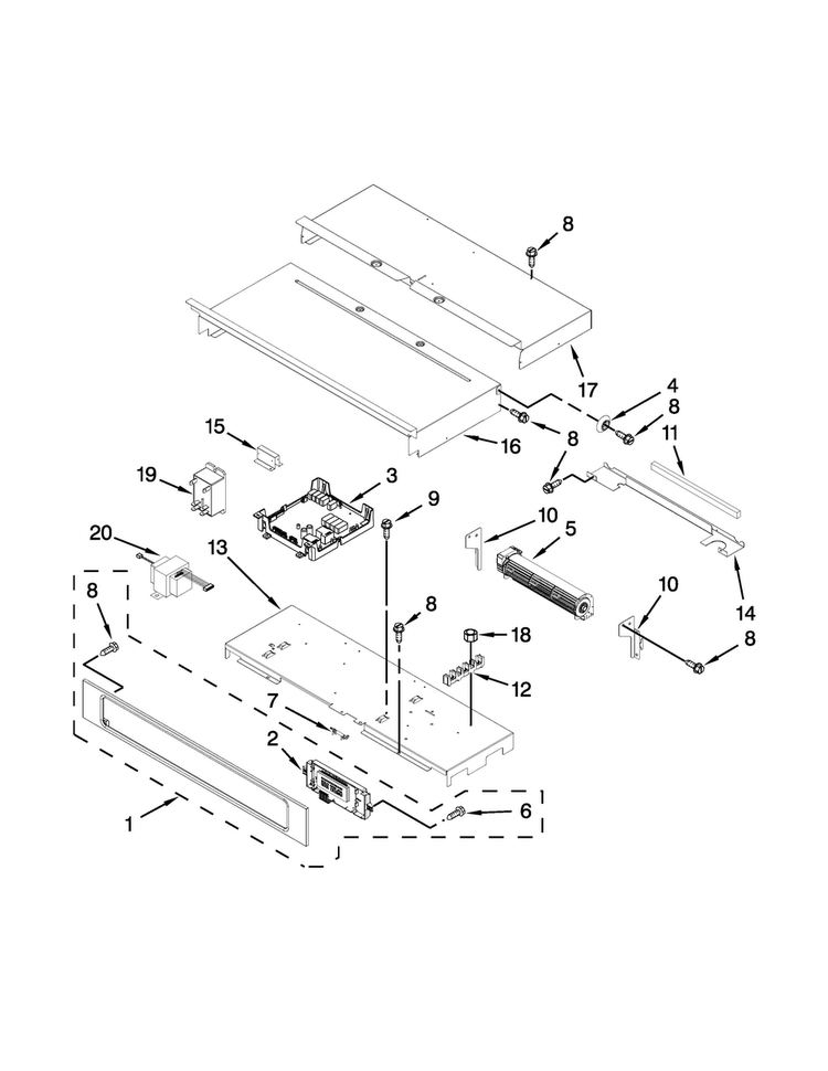 Control Panel Parts Diagram and Parts List for KEBS179BBL01  KitchenAid Wall Oven