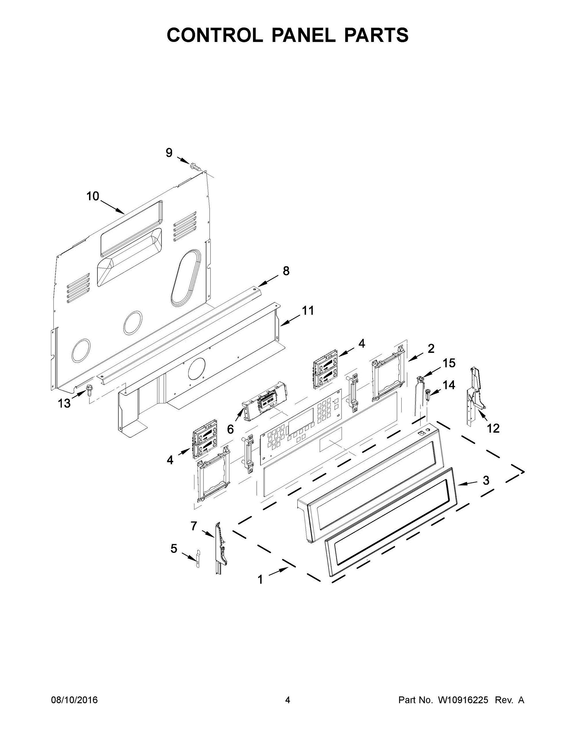 03 - CONTROL PANEL PARTS Diagram and Parts List for YKFES530ESS1  Whirlpool Range