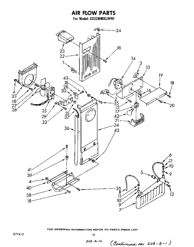 AIR FLOW Diagram and Parts List for ED22MMXLWR0  Whirlpool Refrigerator