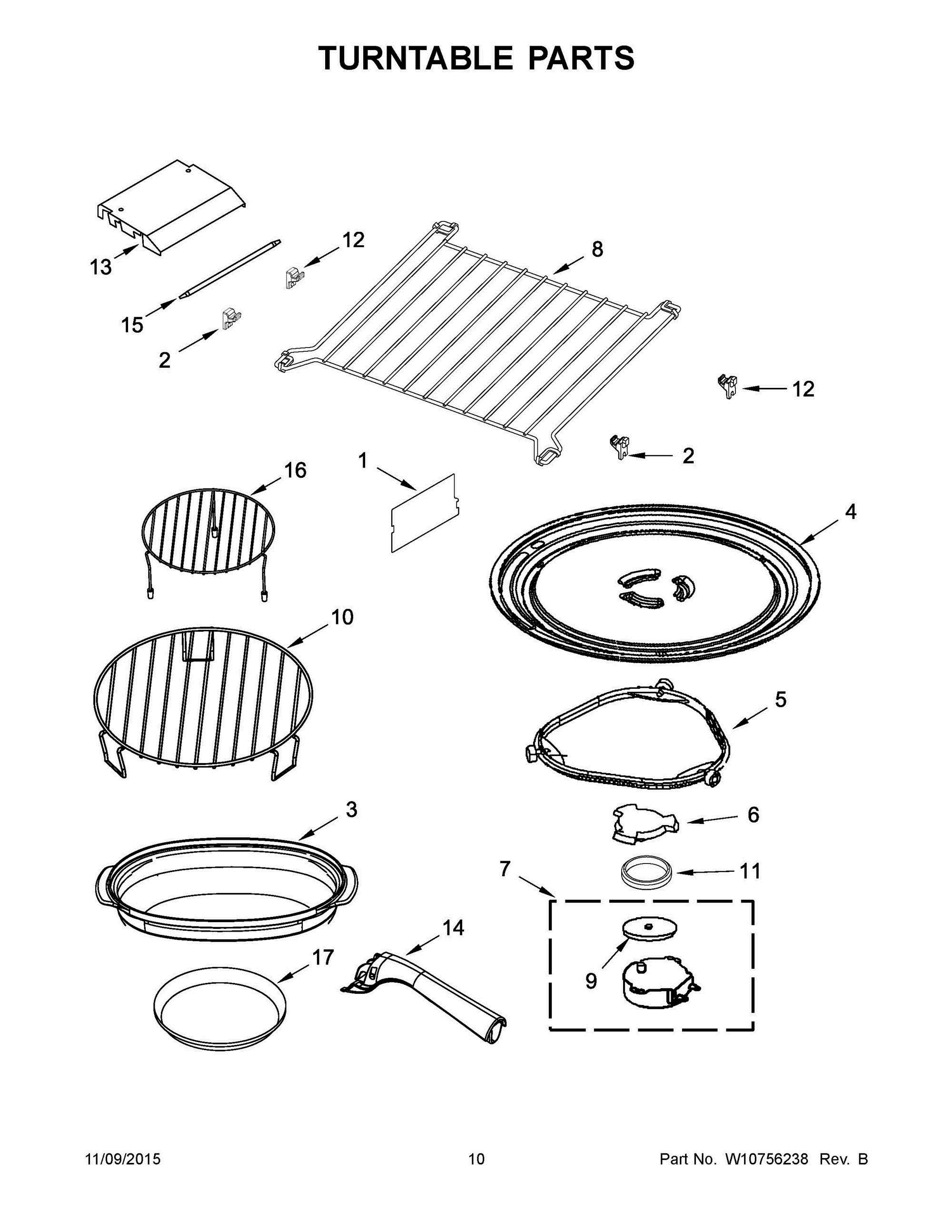 06 - TURNTABLE PARTS Diagram and Parts List for YKMHP519ES0  Whirlpool Microwave