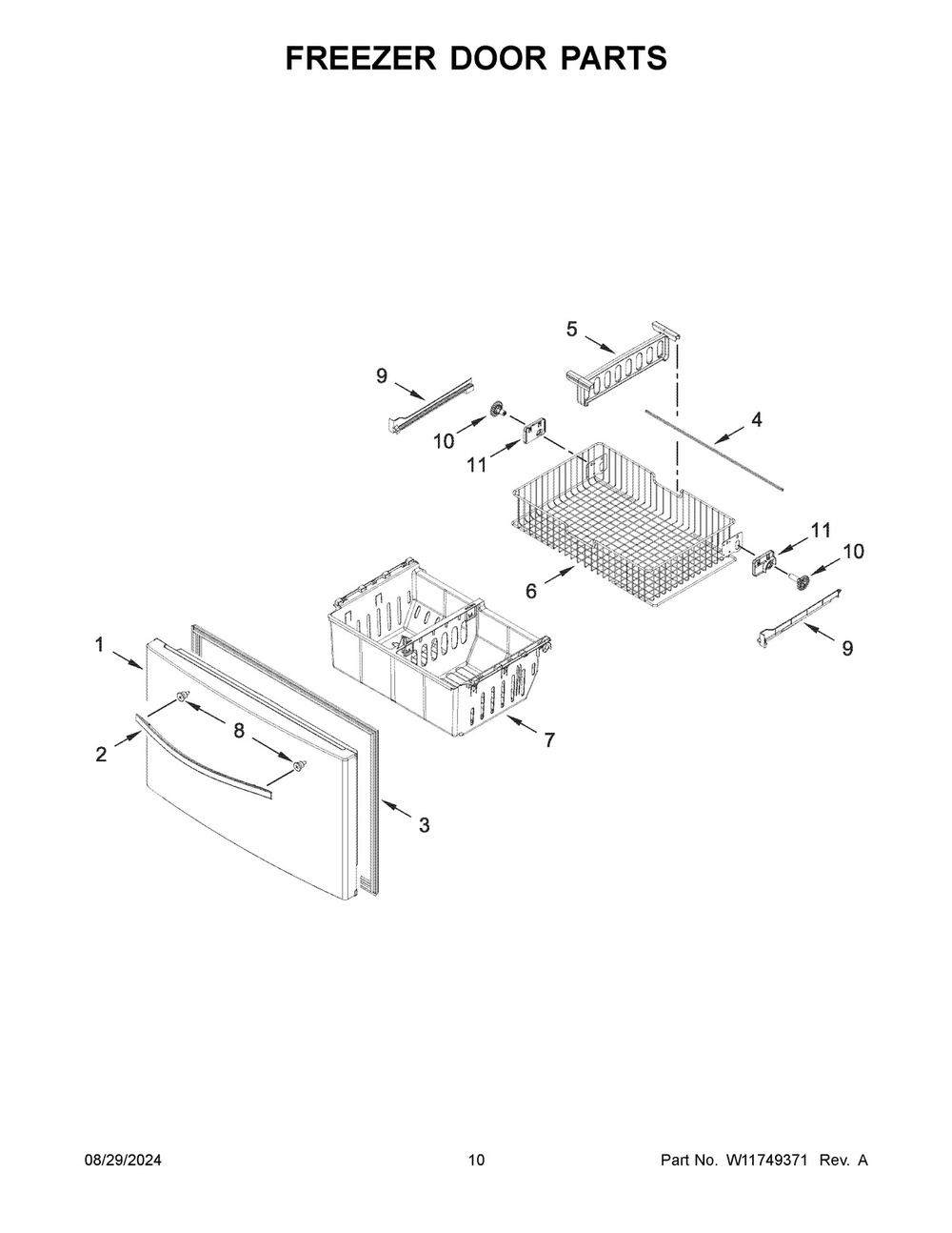 06 - Freezer Door Parts Diagram and Parts List for WRFF3436RV00  Whirlpool Refrigerator