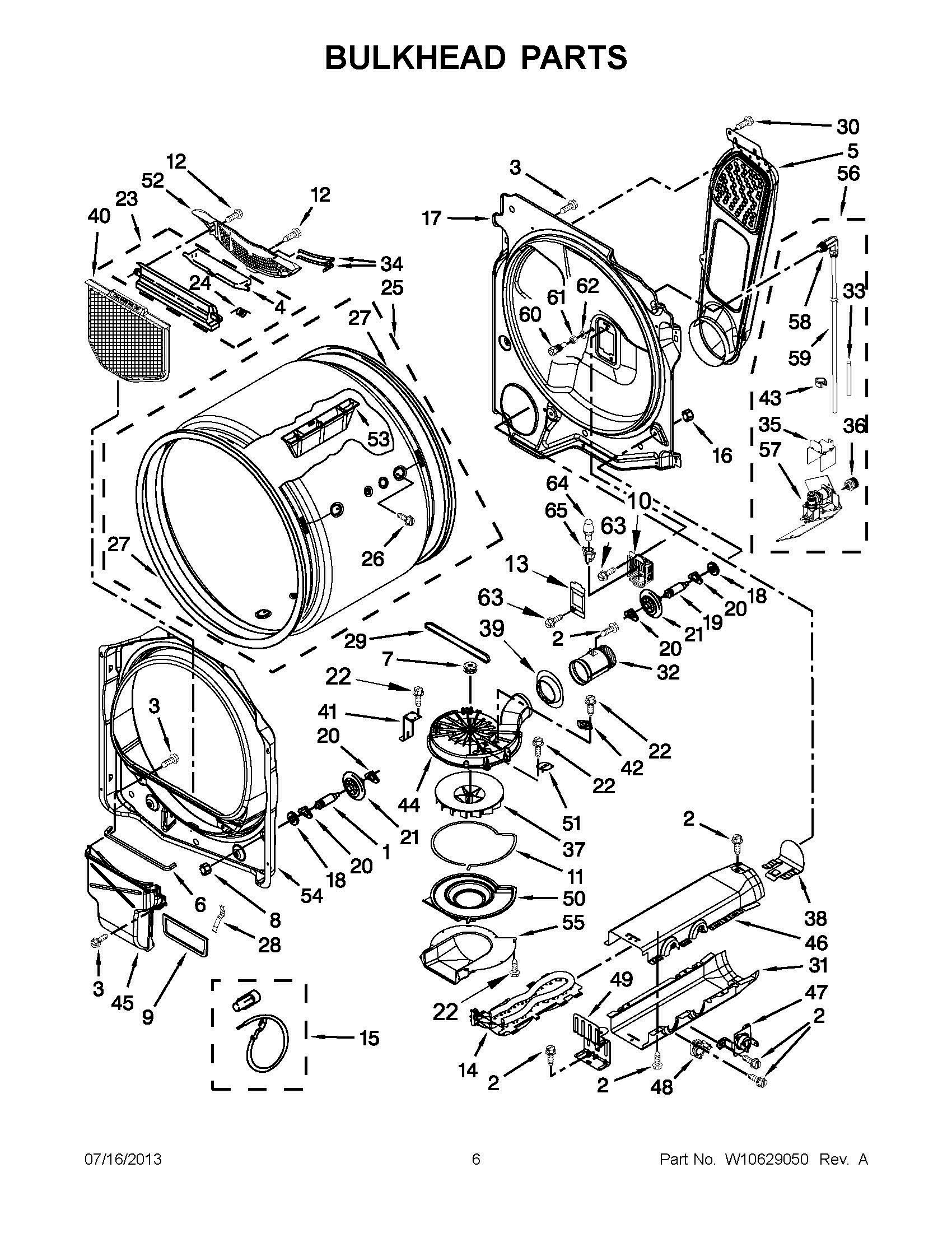03 - BULKHEAD PARTS Diagram and Parts List for YWED8900BC0  Whirlpool Dryer