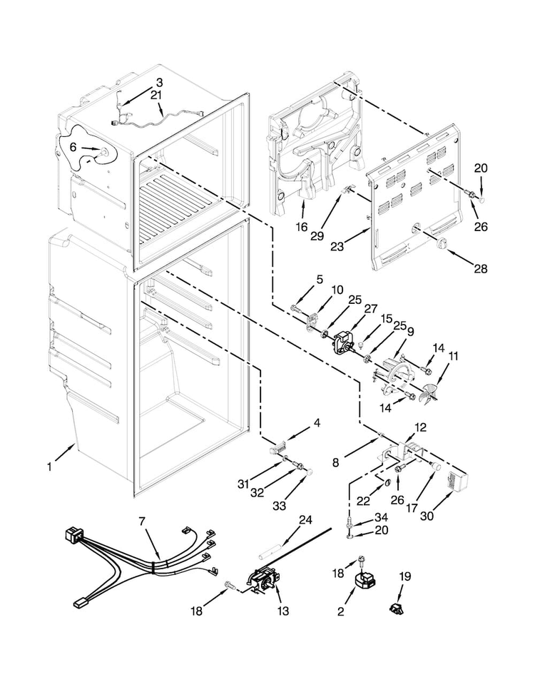 Liner Parts Diagram and Parts List for WRT111SFDW02  Whirlpool Refrigerator