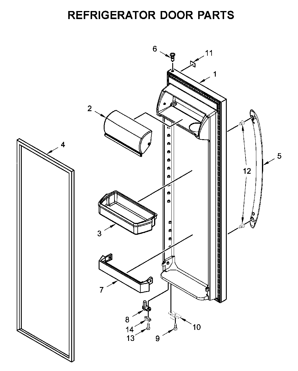 Refrigerator door parts Diagram and Parts List for WRS311SDHB03  Whirlpool Refrigerator