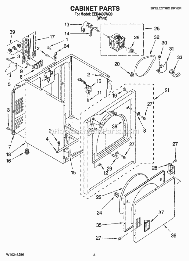 CABINET PARTS Diagram and Parts List for EED4400WQ0  Estate Dryer