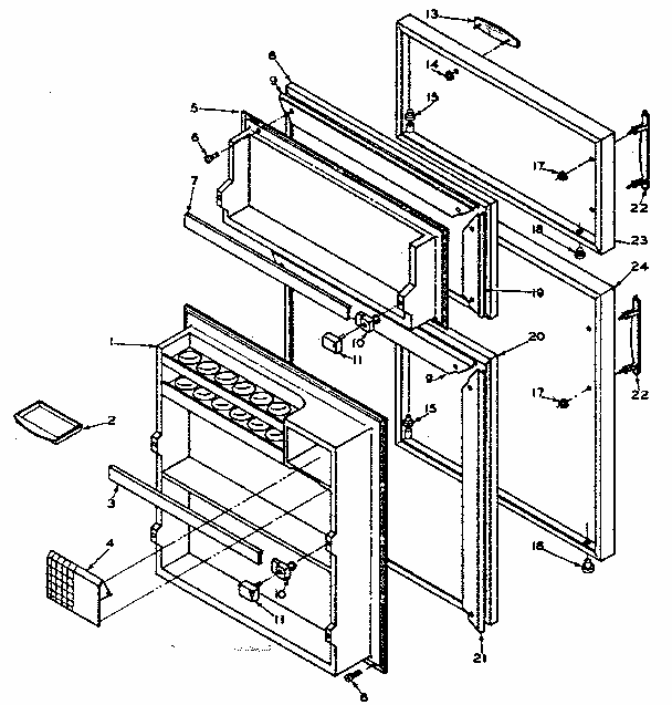 Refrigerator Door Parts Diagram and Parts List for 106U14D1ML  Kenmore Refrigerator