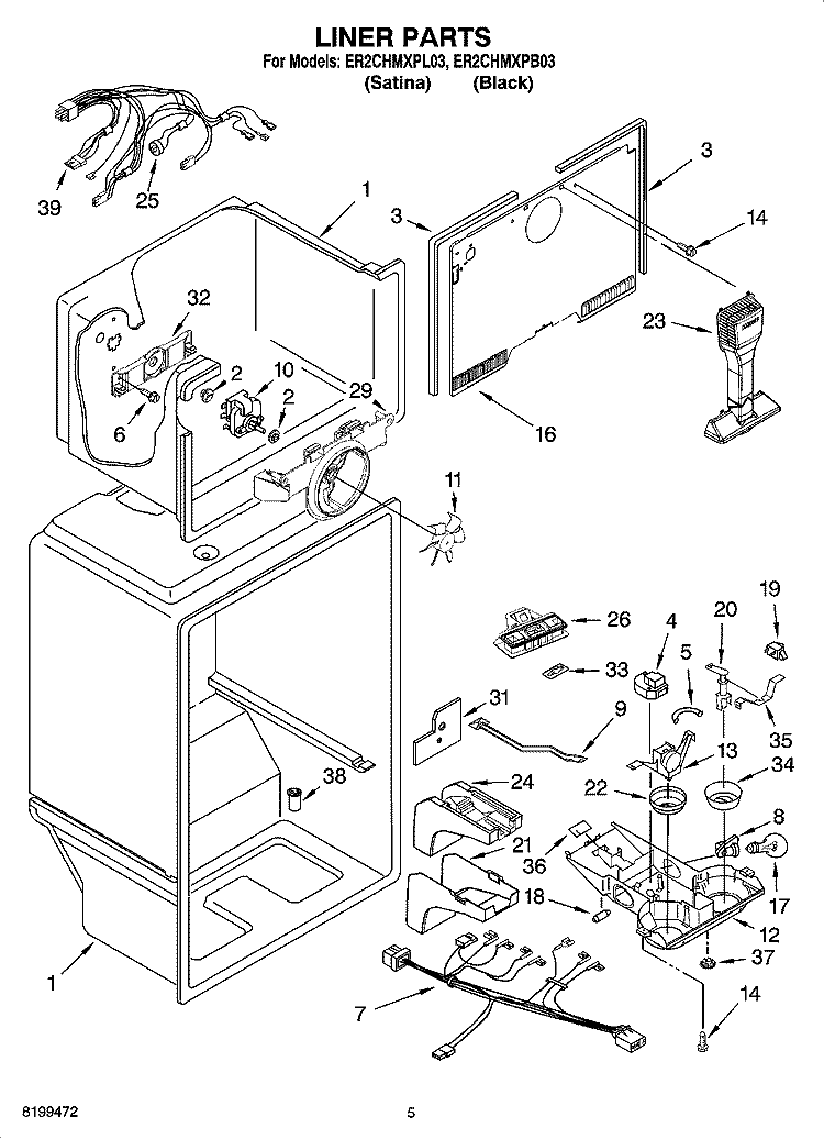 LINER PARTS Diagram and Parts List for ER2CHMXPL03  Whirlpool Refrigerator
