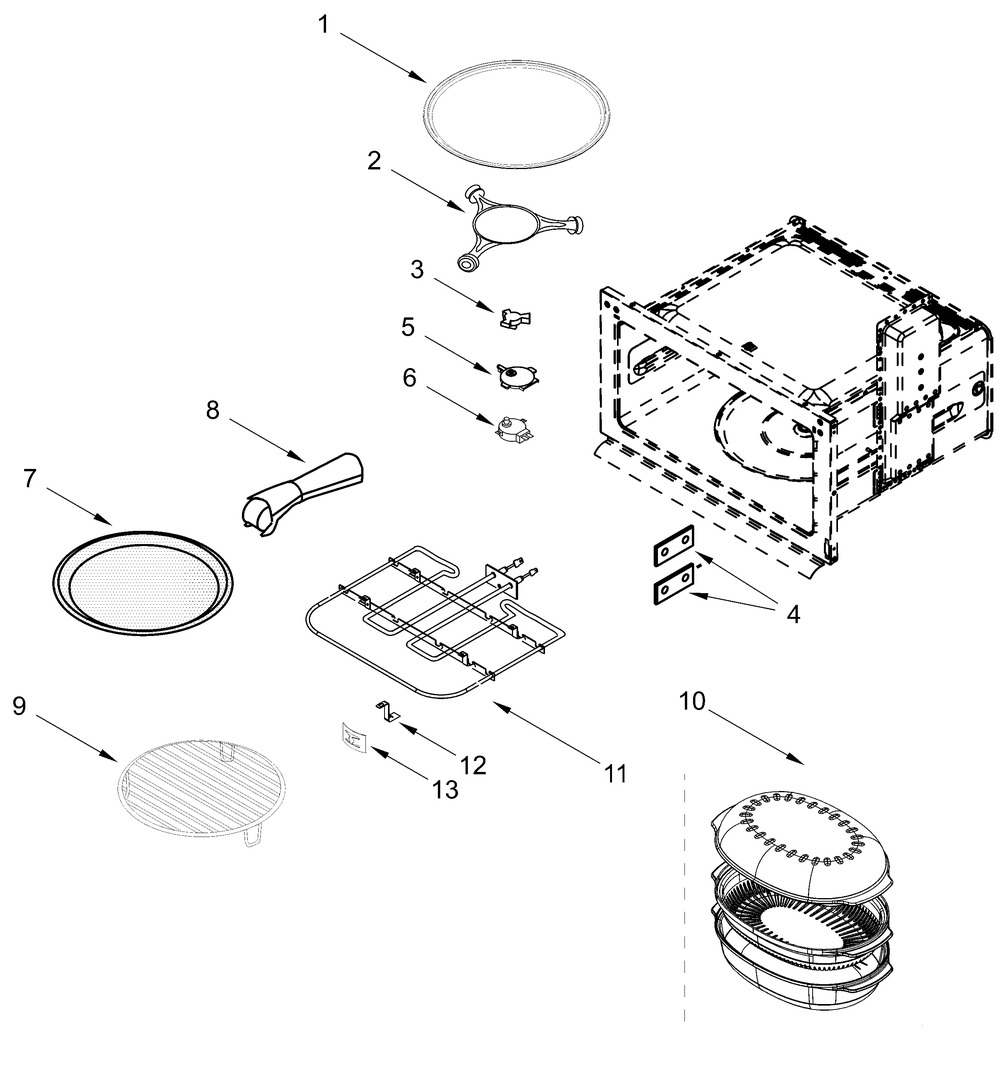 Internal Microwave Parts Diagram and Parts List for JOECC730RM00  Whirlpool Microwave Oven Combo