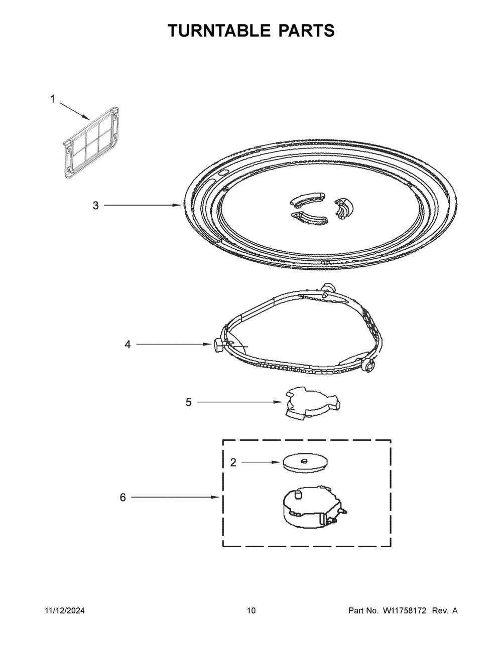 06 - Turntable Parts Diagram and Parts List for WMH31017HZ11  Whirlpool Microwave