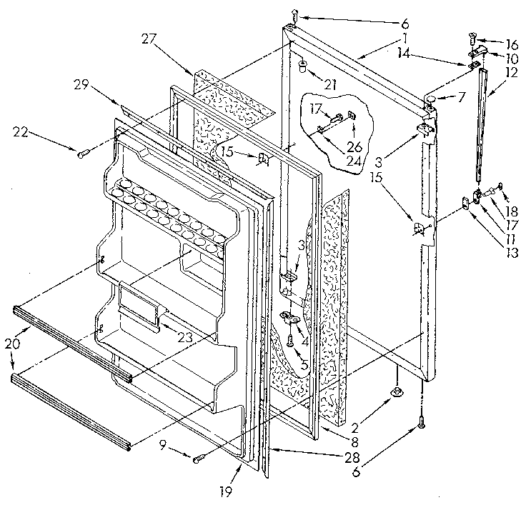 Refrigerator Door Diagram and Parts List for ET18NKKWF01  Whirlpool Refrigerator