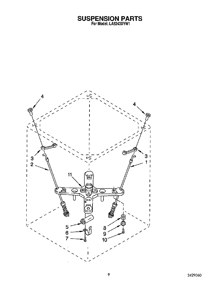 SUSPENSION Diagram and Parts List for LA5243XYW1  Whirlpool Washer