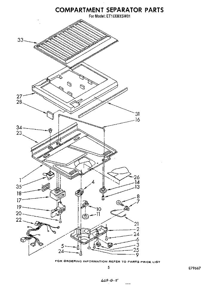 COMPARTMENT SEPARATOR Diagram and Parts List for ET18XMXSW01  Whirlpool Refrigerator