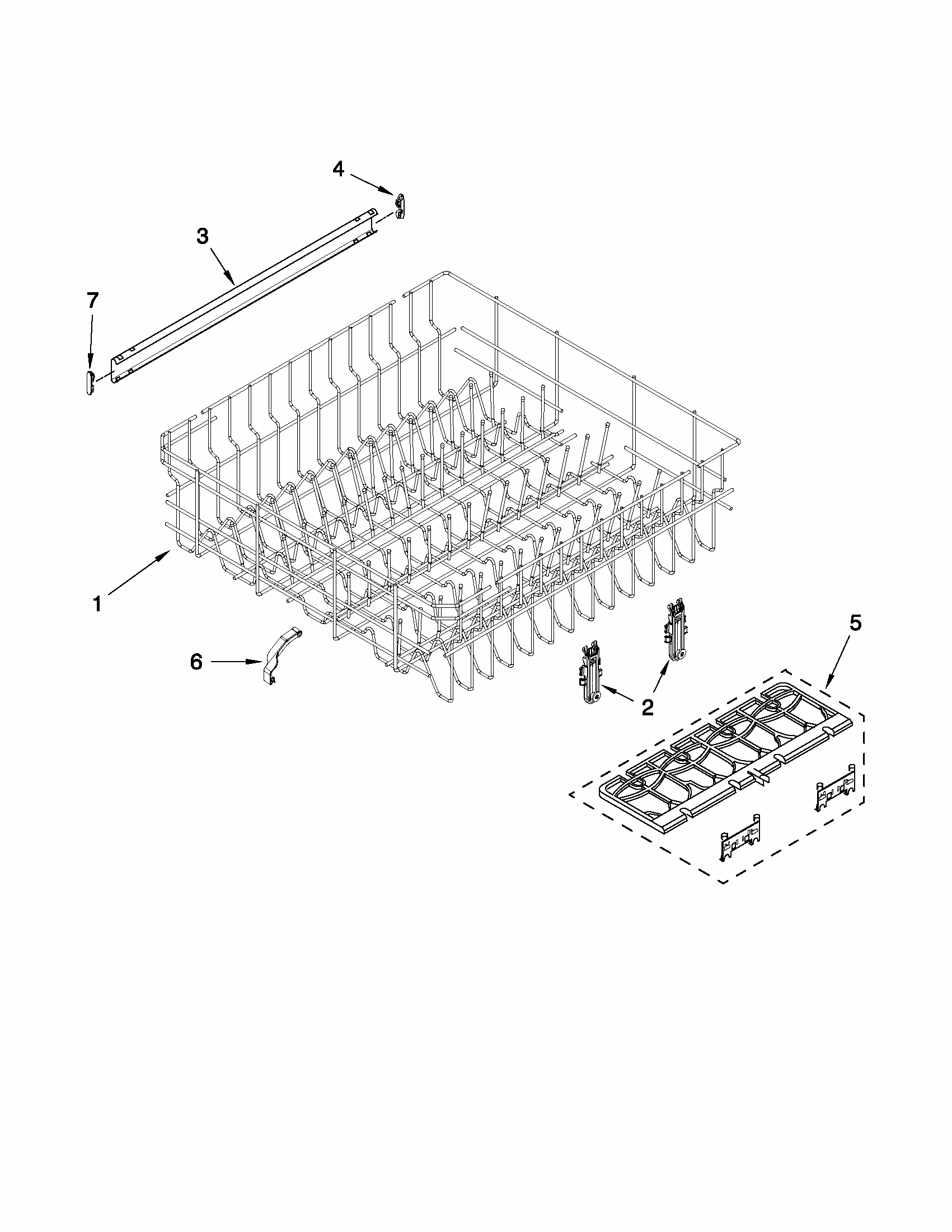 Upper Rack And Track Parts Diagram and Parts List for 66513073K211  Kenmore Dishwasher