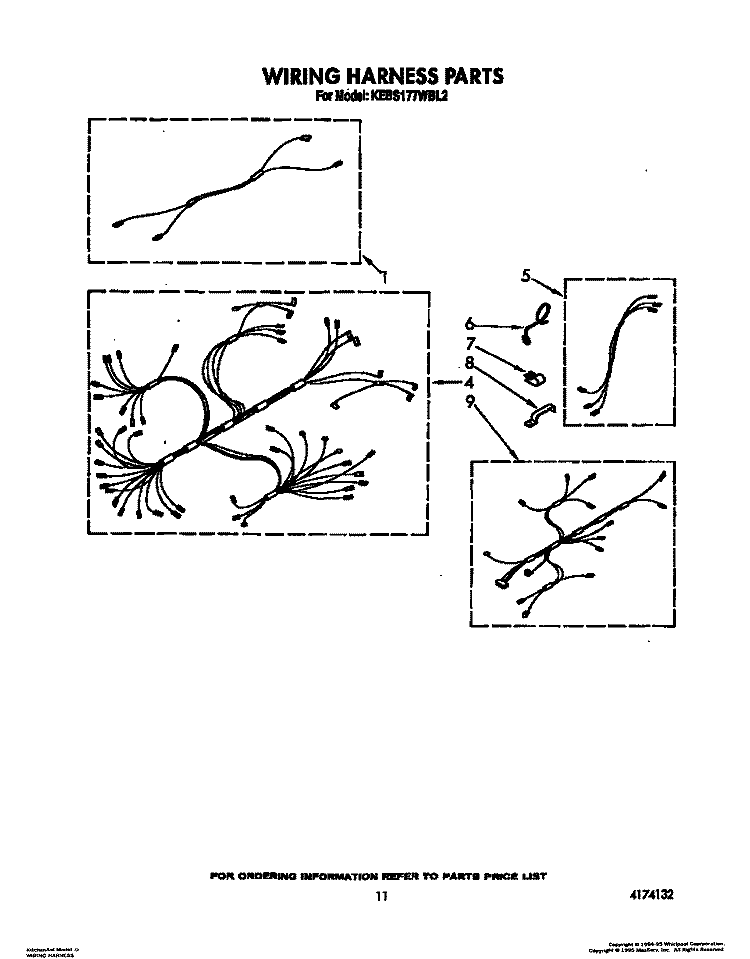 WIRING HARNESS Diagram and Parts List for KEBS177WAL2  KitchenAid Wall Oven