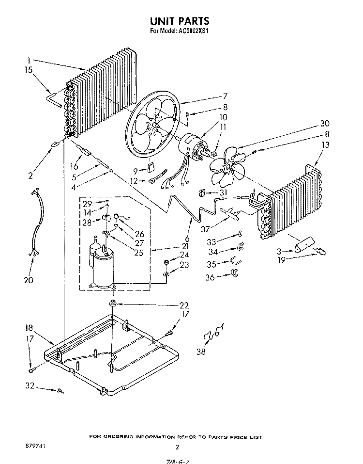 UNIT Diagram and Parts List for AC0802XS1  Whirlpool Air Conditioner