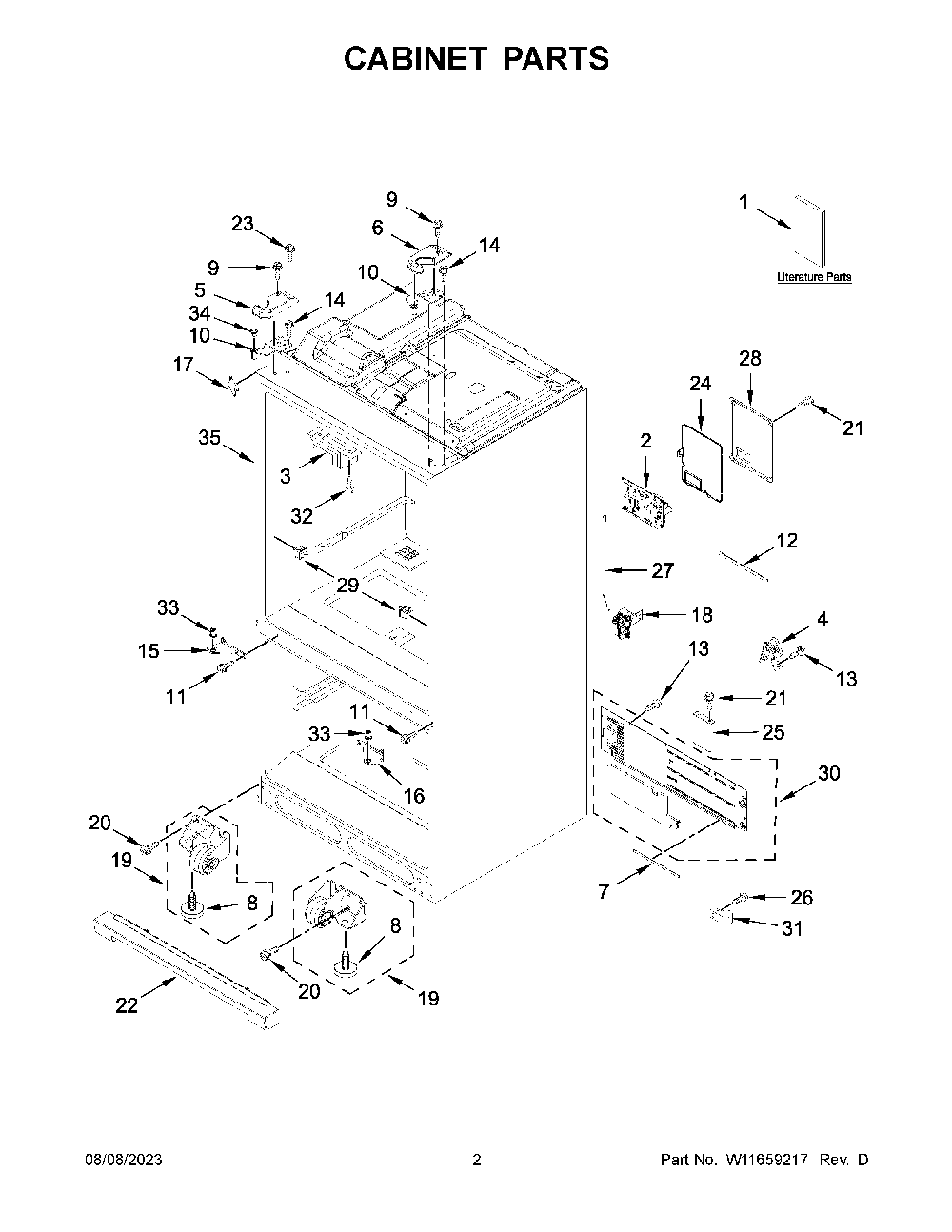 Cabinet Parts Diagram and Parts List for KRFF577KBS02  KitchenAid Refrigerator