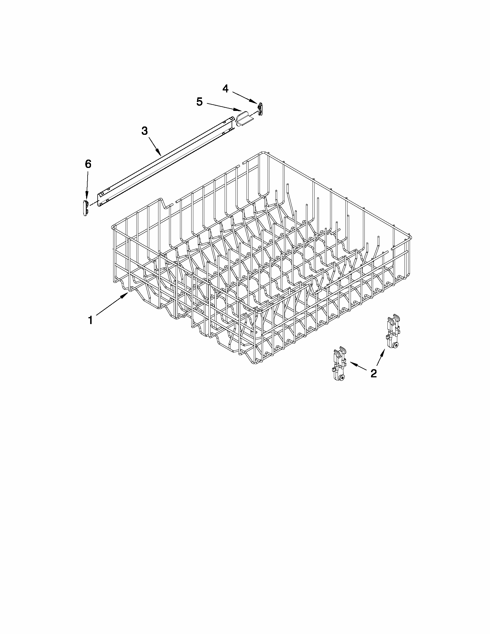Upper Rack And Track Parts Diagram and Parts List for 66513019K113  Kenmore Dishwasher
