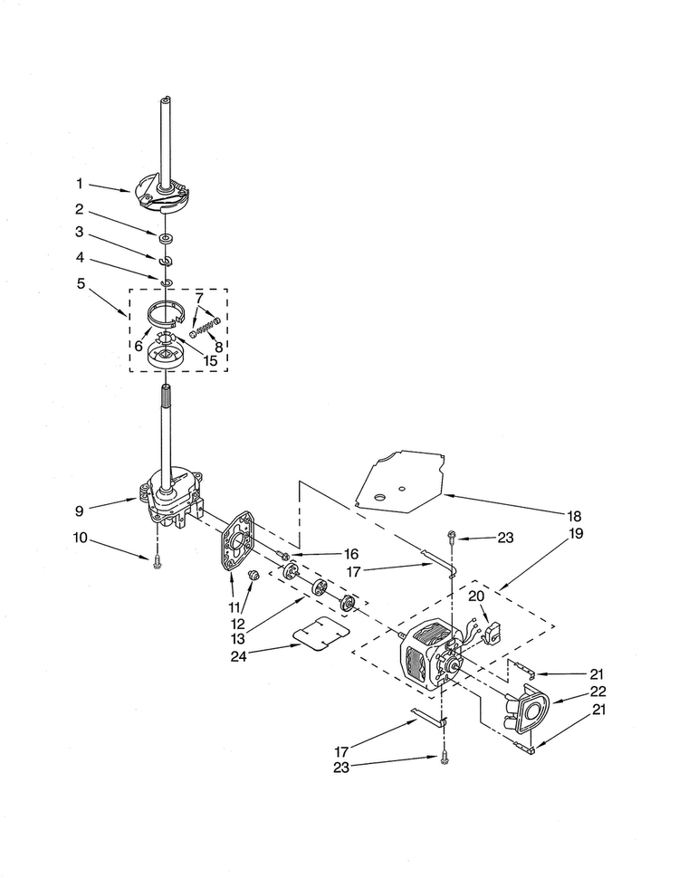 Brake/clutch/gearcase/motor/pump Diagram and Parts List for LSR6333LQ0  Whirlpool Washer
