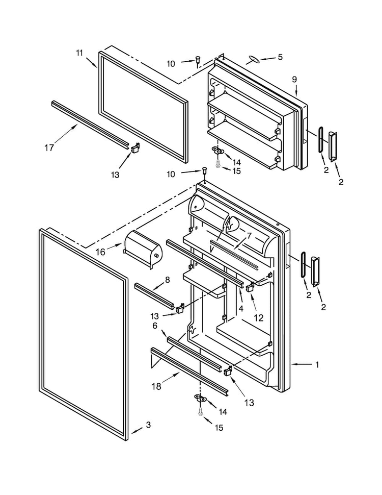 Door Parts Diagram and Parts List for 10661109111  Kenmore Refrigerator