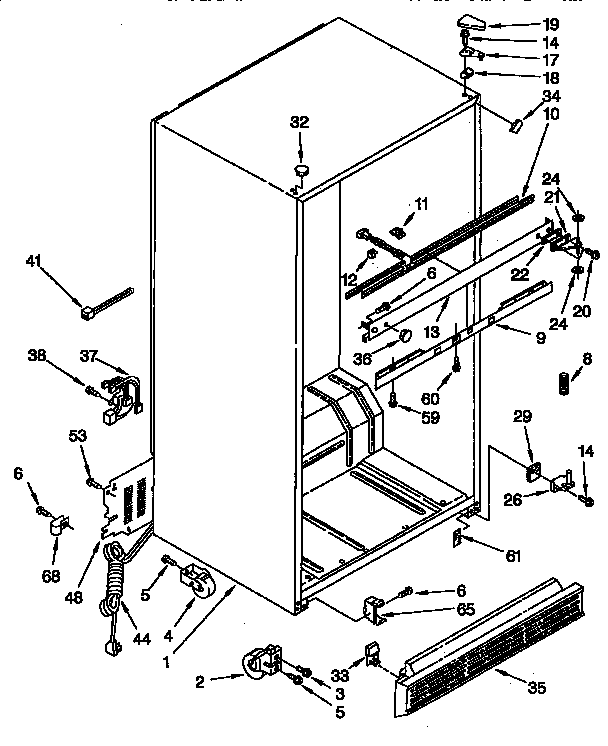Cabinet Diagram and Parts List for KTRS22QABL01  KitchenAid Refrigerator