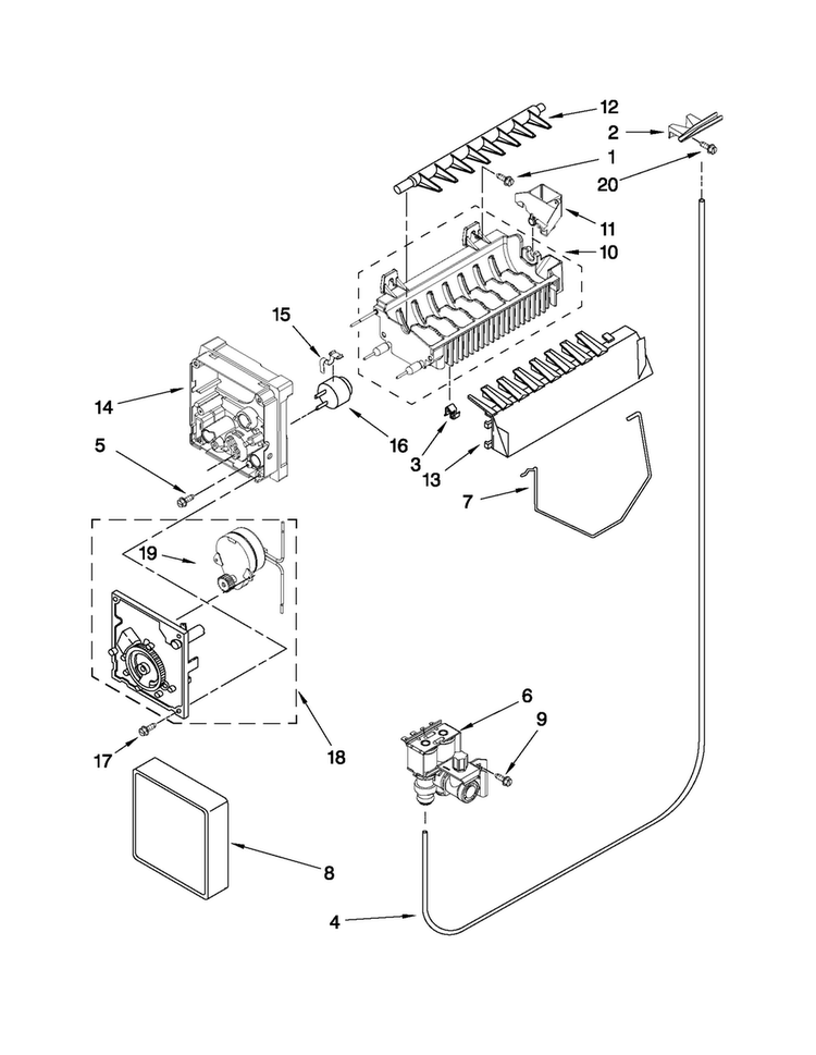 Icemaker Parts Diagram and Parts List for 10651113210  Kenmore Refrigerator