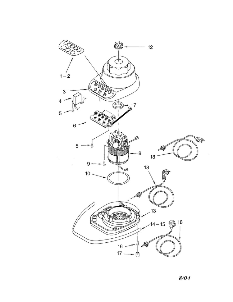 Unit Parts Diagram and Parts List for 5KSB5-4  KitchenAid Blender
