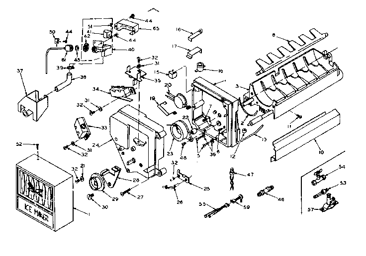 Ice Maker Parts Diagram and Parts List for 106W15MIM  Kenmore Refrigerator