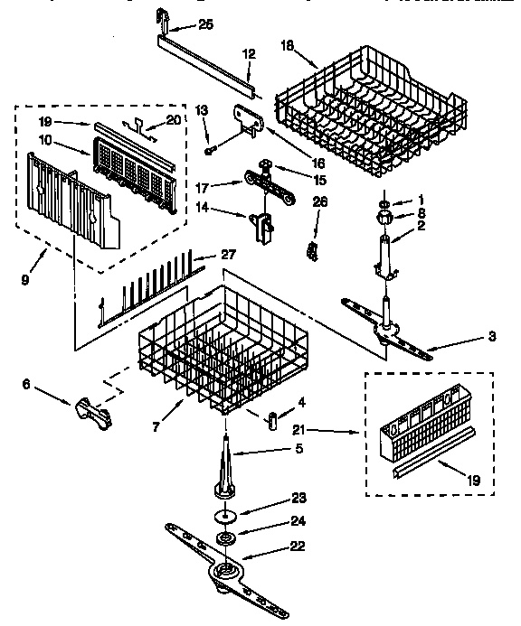 Dishrack Diagram and Parts List for DU940QWDG6  Whirlpool Dishwasher