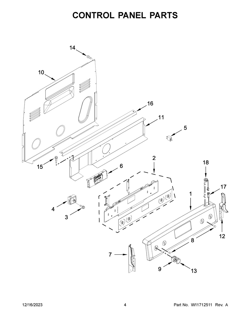Control Panel Parts Diagram and Parts List for YKFEG500EBS8  KitchenAid Range