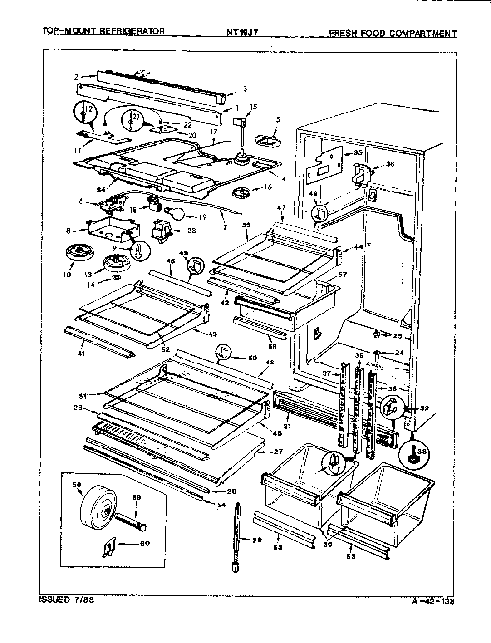 03 - Fresh Food Compartment Diagram and Parts List for NT19J7  Whirlpool Refrigerator