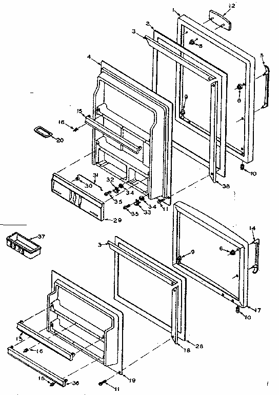 Door Parts Diagram and Parts List for 106T14FL  Kenmore Refrigerator
