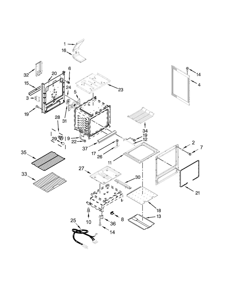 Chassis Parts Diagram and Parts List for KGRS303BBL2  KitchenAid Range