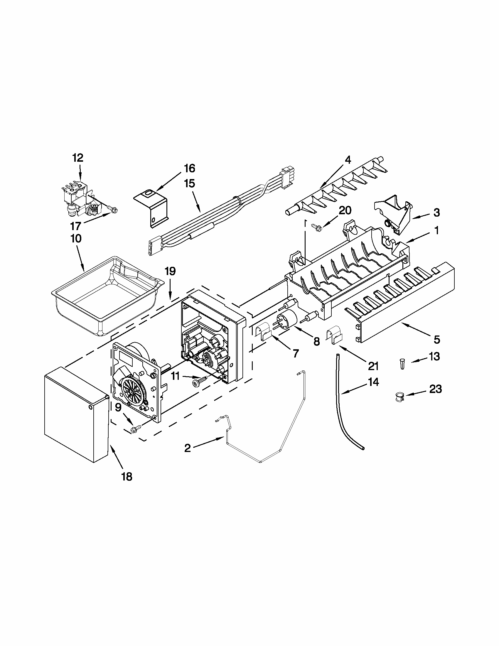 Ice Maker Diagram and Parts List for 59679532018  Kenmore Refrigerator