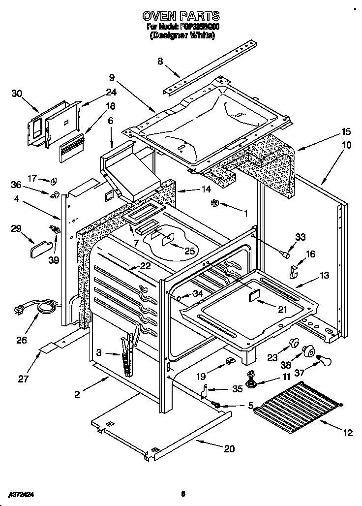 Oven Diagram and Parts List for FGP335BQ00  Roper Range