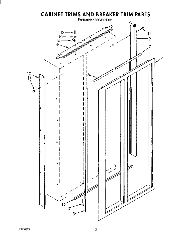 CABINET TRIMS AND BREAKER TRIM Diagram and Parts List for KSSS48DAX01  KitchenAid Refrigerator