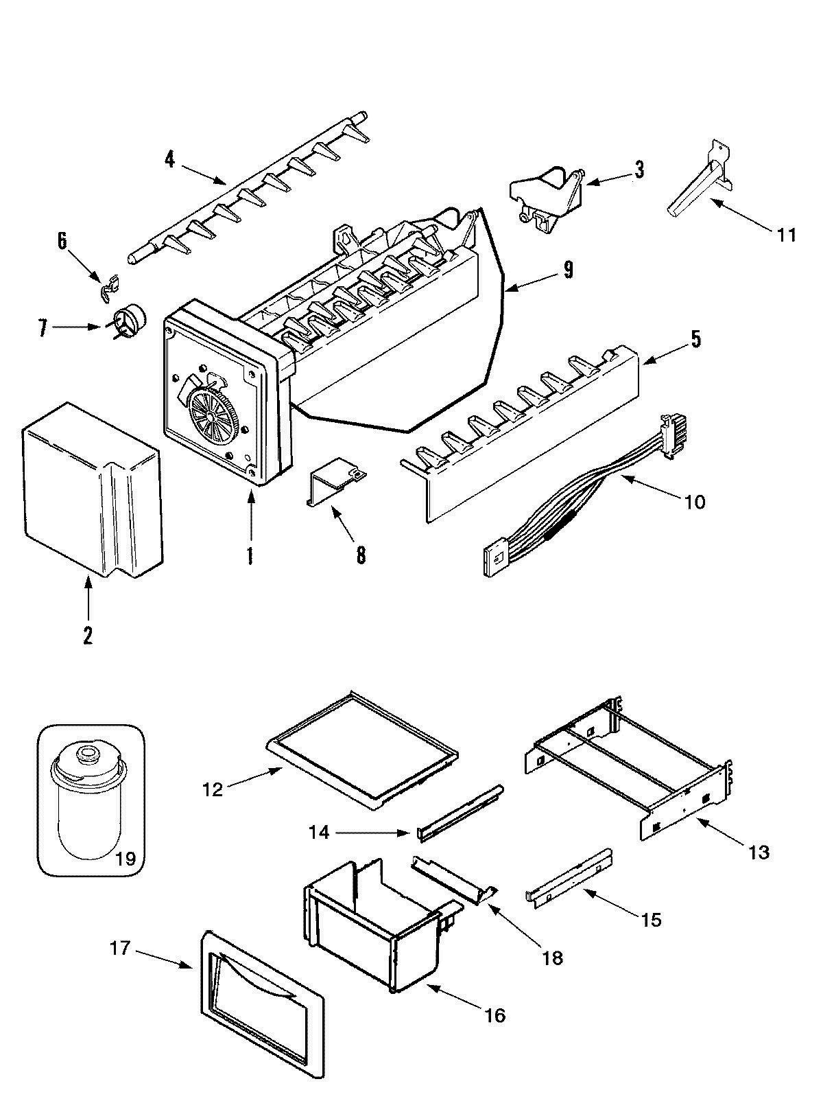 01 - ICE MAKER KIT Diagram and Parts List for GI82FB 48``MODELS Whirlpool Ice Maker