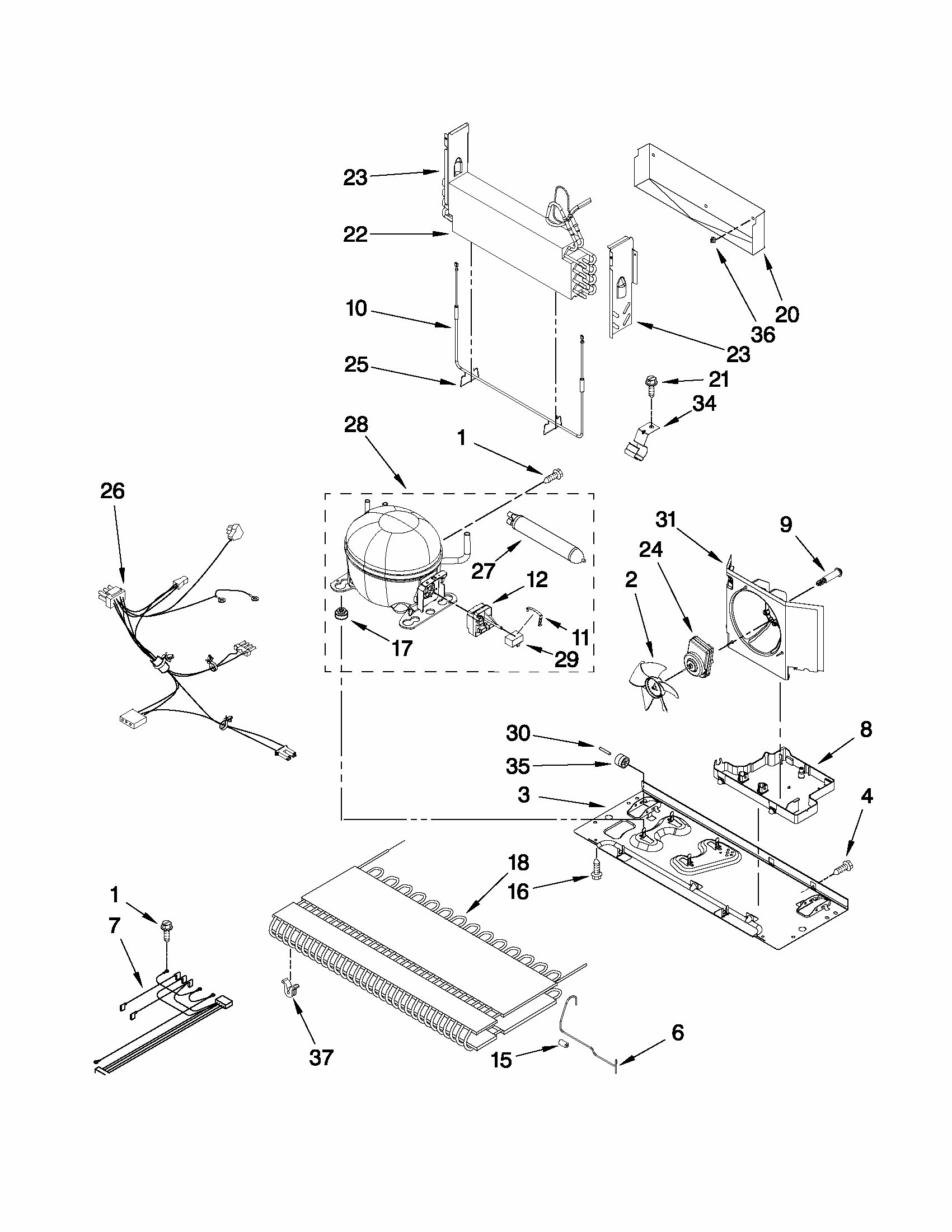 Unit Parts Diagram and Parts List for 59669932012  Kenmore Refrigerator