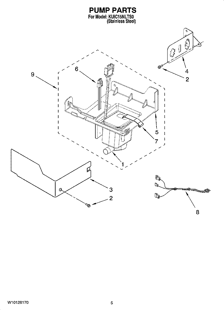 PUMP PARTS Diagram and Parts List for KUIC15NLTS0  KitchenAid Ice Maker