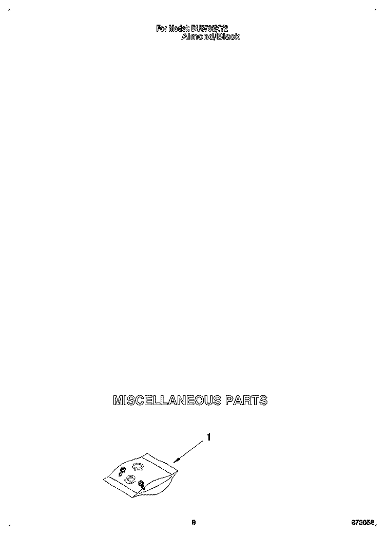 MISCELLAENOUS Diagram and Parts List for DU9700XY2  Whirlpool Dishwasher