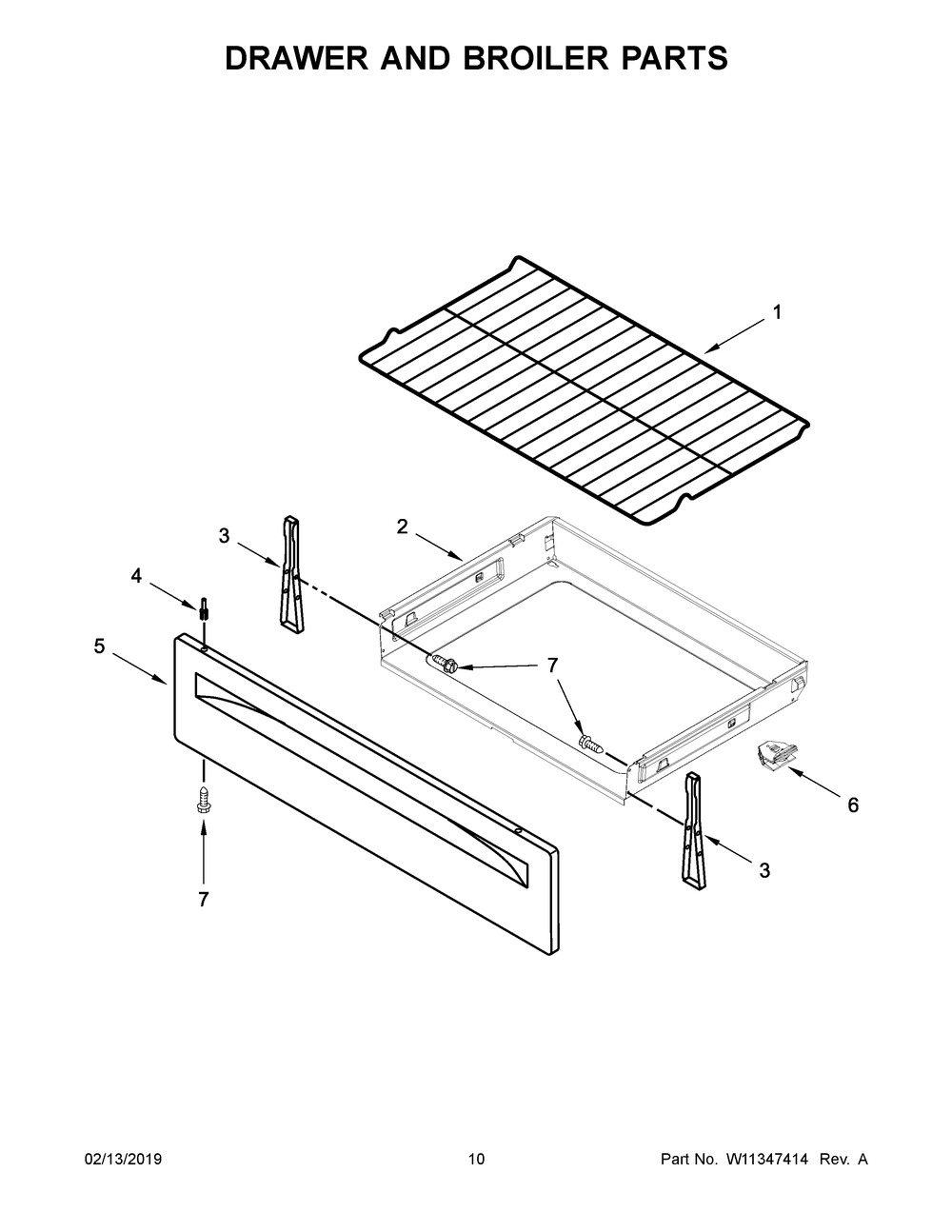 Drawer And Broiler Parts Diagram and Parts List for YWFE520S0FW2  Whirlpool Range