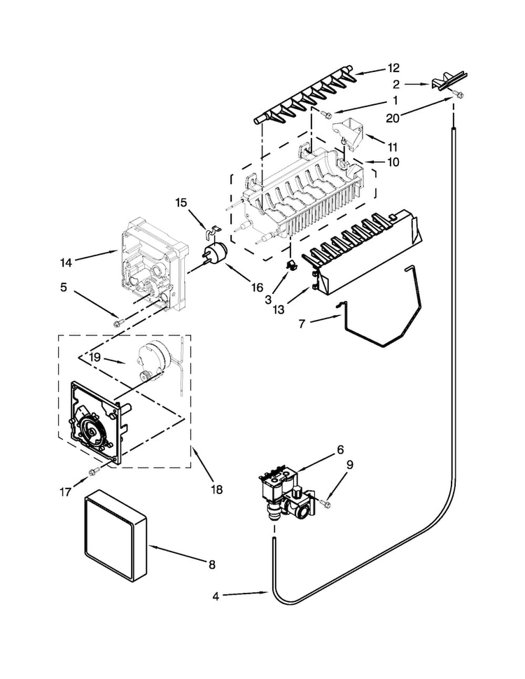 Icemaker Parts Diagram and Parts List for 10650023211  Kenmore Refrigerator