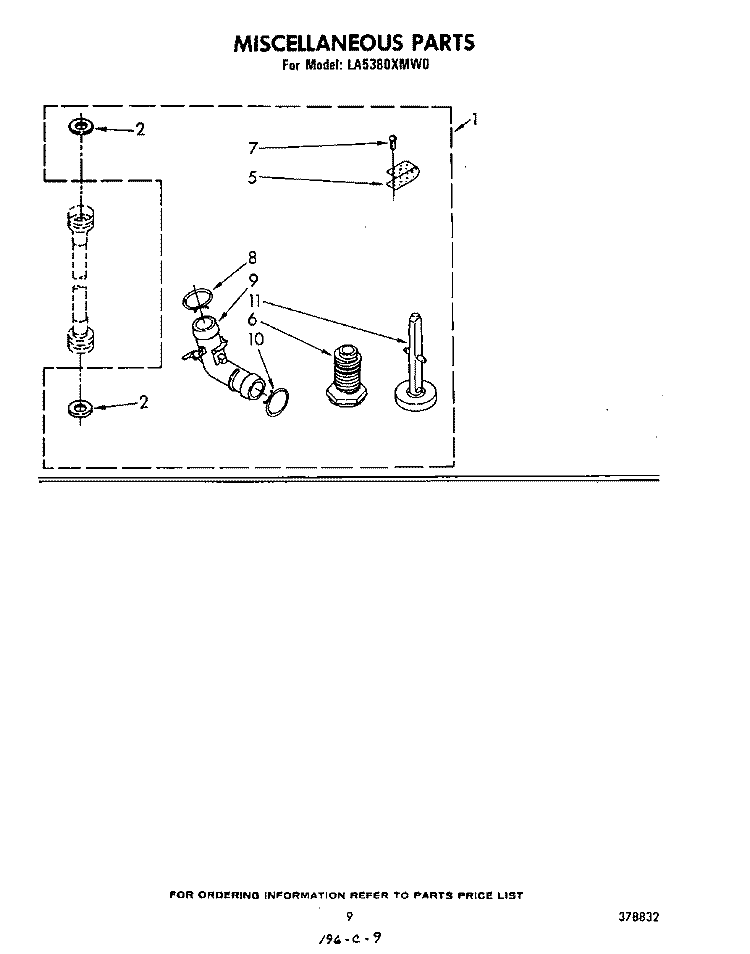 MISCELLANEOUS Diagram and Parts List for LA5380XMW0  Whirlpool Washer