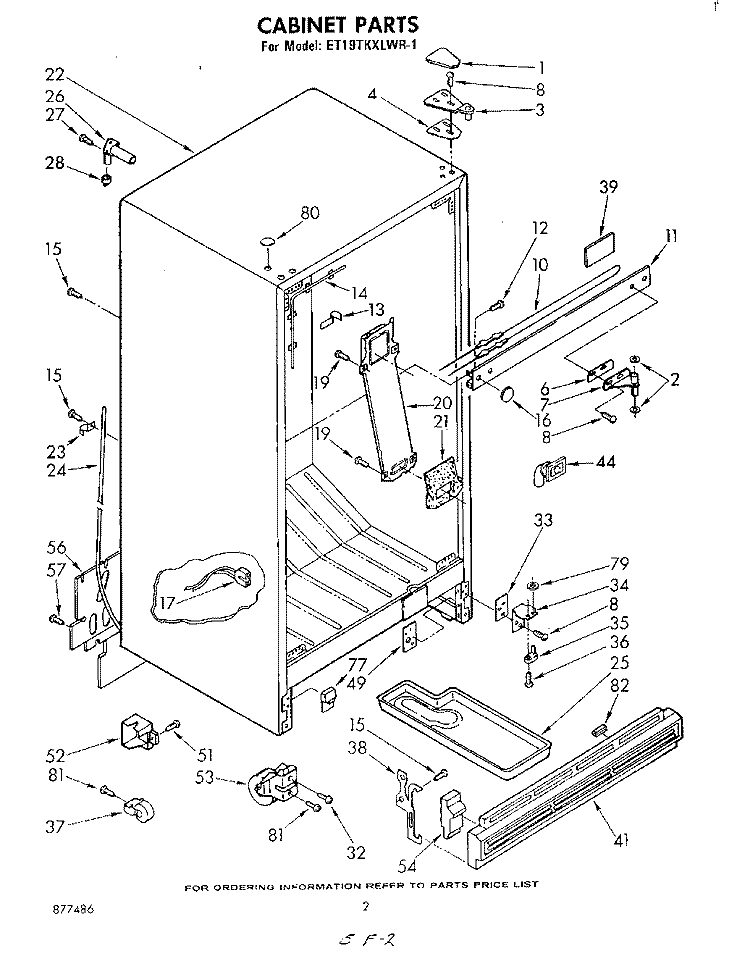 CABINET Diagram and Parts List for ET19TKXLWR1  Whirlpool Refrigerator