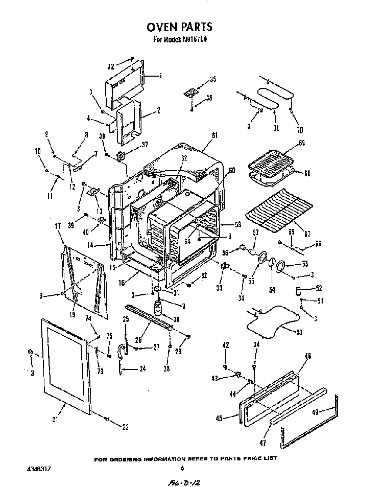 Oven Diagram and Parts List for N9157*0  Roper Range